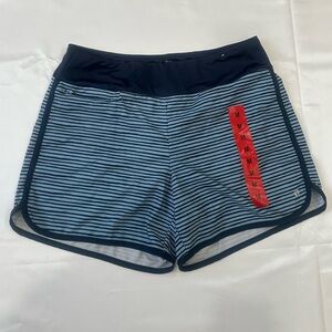 Hang Ten Women’s Athletic Shorts Navy Blue Striped Size M UPF 50+